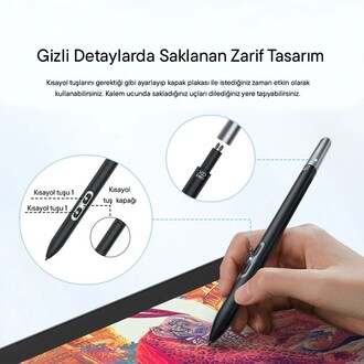XP-Pen X3 Pro Slim Stylus Grafik Tablet Kalem - Artist Pro 14 Gen2/Pro16/Pro 19 Gen2, Deco Pro Gen2 Uyumlu - Thumbnail