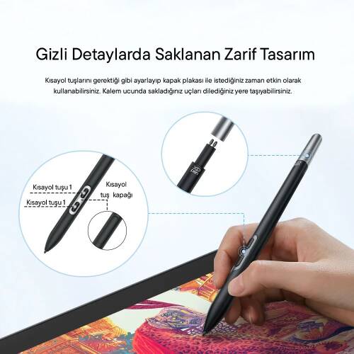 XP-Pen X3 Pro Slim Stylus Grafik Tablet Kalem - Artist Pro 14 Gen2/Pro16/Pro 19 Gen2, Deco Pro Gen2 Uyumlu - 4